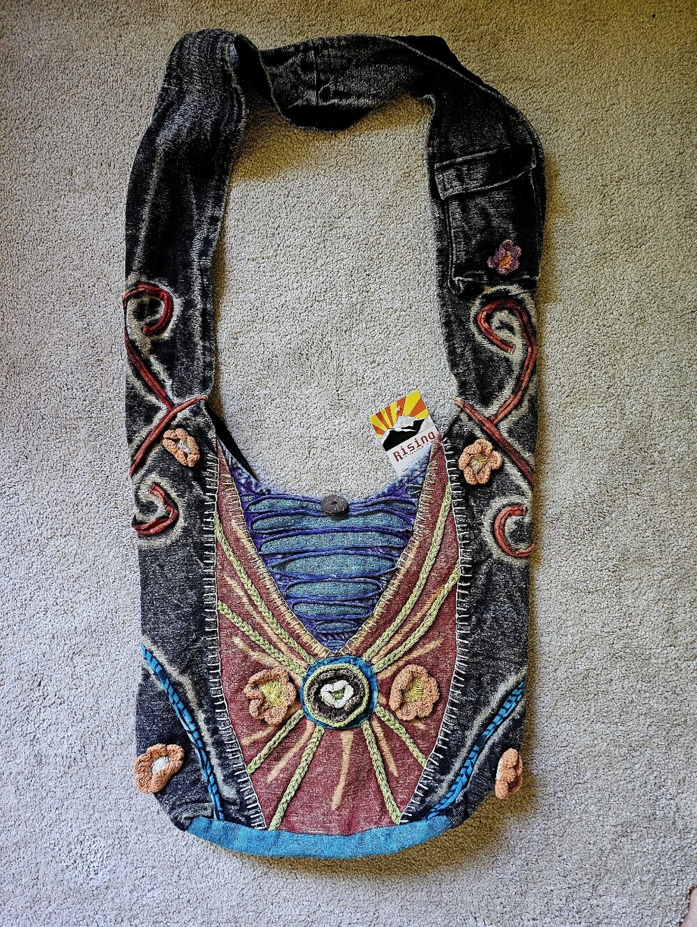 Rising International Boho Crossbody Multicolor Embroidered Bag NWT